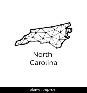 Carte de l'état de Caroline du Nord illustration polygonale faite de lignes et de points, isolé sur fond blanc. Conception basse poly à l'état AMÉRICAIN Illustration de Vecteur