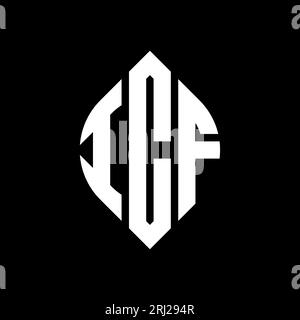 Logo de lettre cercle ICF avec forme de cercle et d'ellipse. Lettres elliptiques ICF avec style typographique. Les trois initiales forment un logo circulaire. Ci ICF Illustration de Vecteur