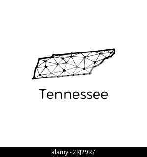 Illustration polygonale de la carte de l'état du Tennessee faite de lignes et de points, isolé sur fond blanc. Conception basse poly à l'état AMÉRICAIN Illustration de Vecteur