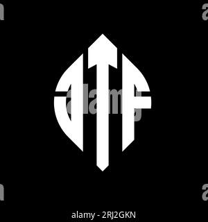 Design de logo de lettre cercle JTF avec forme de cercle et d'ellipse. Lettres elliptiques JTF avec style typographique. Les trois initiales forment un logo circulaire. JTF ci Illustration de Vecteur