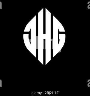Logo de lettre cercle JHG avec forme de cercle et d'ellipse. Lettres elliptiques JHG avec style typographique. Les trois initiales forment un logo circulaire. JHG ci Illustration de Vecteur