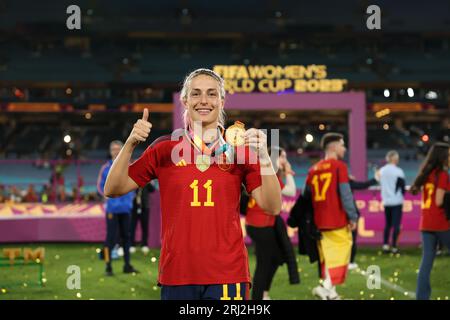 Sydney, Aus. 21 août 2023. Sydney, Australie, 20 2023 août : l'espagnole Alexia Putellas célèbre la victoire sur l'Angleterre lors du match final de la coupe du monde féminine 2023 2023 entre l'Espagne et l'Angleterre au Australia Stadium, Sydney, Australie. Score final : Espagne 1 - 0 Angleterre. (Patricia Pérez Ferraro/SPP) crédit : SPP Sport Press photo. /Alamy Live News Banque D'Images