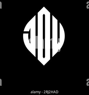 Design de logo de lettre cercle JOW avec forme de cercle et d'ellipse. Lettres elliptiques JOW avec style typographique. Les trois initiales forment un logo circulaire. JOW ci Illustration de Vecteur