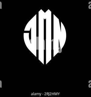 Logo JMN Circle lettre avec forme de cercle et ellipse. Lettres elliptiques JMN avec style typographique. Les trois initiales forment un logo circulaire. JMN ci Illustration de Vecteur