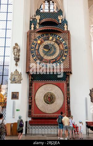 Gdańsk horloge astronomique à St. Église de Marie, Gdansk, Pologne, Europe, UE Banque D'Images