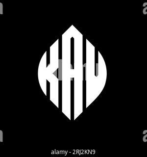 Conception de logo de lettre cercle KAV avec forme de cercle et d'ellipse. Lettres elliptiques KAV avec style typographique. Les trois initiales forment un logo circulaire. KAV ci Illustration de Vecteur