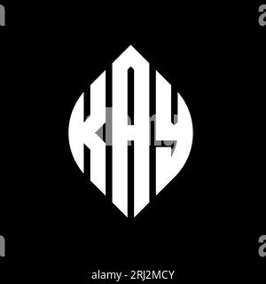 Conception de logo de lettre de cercle KAY avec forme de cercle et d'ellipse. Lettres elliptiques KAY avec style typographique. Les trois initiales forment un logo circulaire. KAY ci Illustration de Vecteur