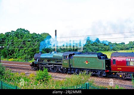 Locomotive à vapeur de classe Jubilee Galatea se faisant passer pour no 45627 Sierra Leone, Askham Bar, York, Angleterre 20 août 2023 Banque D'Images