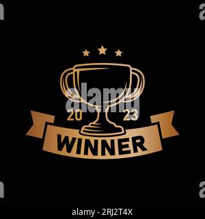 Modèle de conception de logo de trophée.gagnant de l'année. Icône du logo du trophée Champions. Vecteur et illustration. Illustration de Vecteur