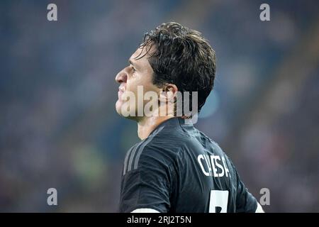 Udine, Italie. 20 août 2023. Déception de Federico Chiesa de la Juventus réagit lors du match Udinese Calcio vs Juventus FC, football italien Serie A à Udine, Italie, août 20 2023 Credit : Independent photo Agency/Alamy Live News Banque D'Images