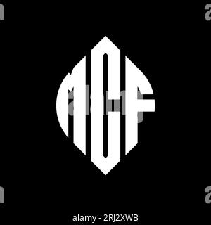 Logo de lettre cercle MCF avec forme de cercle et d'ellipse. Lettres elliptiques MCF avec style typographique. Les trois initiales forment un logo circulaire. Ci MCF Illustration de Vecteur