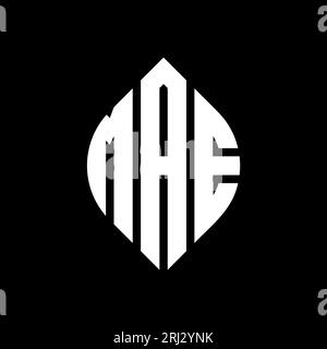 Conception de logo de lettre de cercle de MAE avec la forme de cercle et d'ellipse. Lettres elliptiques MAE avec style typographique. Les trois initiales forment un logo circulaire. MAE ci Illustration de Vecteur