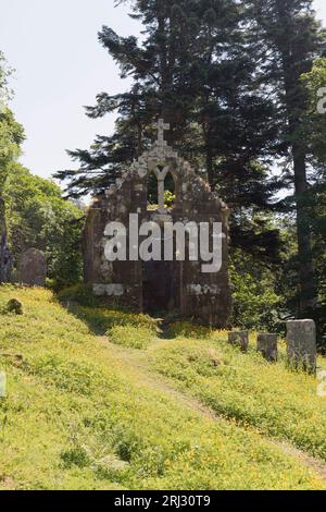 The Dilapidated Lady Chapel (Macleod Mausoleum) at Clachan on the Isle of Raasay, Scotland Stock Photo