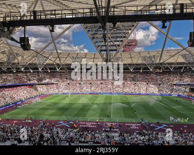 Stratford, Londres, Royaume-Uni. 20 août 2023. Scènes du West Ham football Club affrontant Chelsea FC lors du deuxième match de la saison 2023/24 au London Stadium Credit : Motofoto/Alamy Live News Banque D'Images