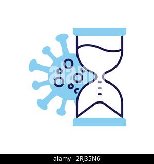 Icône de vecteur lié à la période d'incubation. Temps d'incubation sablier et virus. Signe de la période d'incubation. Isolé sur fond blanc. Vecteur illu modifiable Illustration de Vecteur