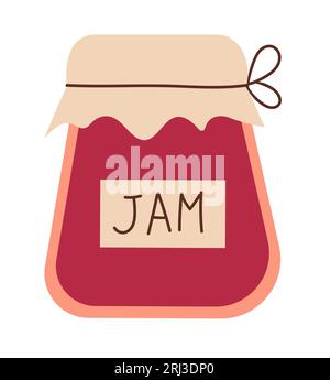 Confiture de baies dans un bocal en verre. Fait maison. Illustration vectorielle à plat. Illustration de Vecteur