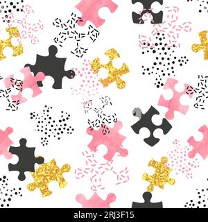 Motif de puzzle vectoriel abstrait sans couture. Illustration de Vecteur