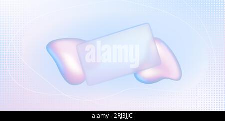 Fond dégradé pastel abstrait morphisme de verre. Cadre de carte transparent avec composition créative à bulles fluides violettes floues. Technologie géométrique bl Illustration de Vecteur