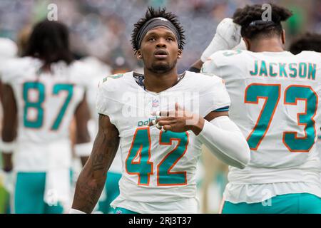 19 août 2023 : le cornerback des Miami Dolphins Bryce Thompson (42) avant un match de pré-saison entre les Miami Dolphins et les Houston Texans à Houston, Texas. Trask Smith/CSM Banque D'Images