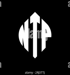 Conception de logo de lettre de cercle NTP avec forme de cercle et d'ellipse. Lettres elliptiques NTP avec style typographique. Les trois initiales forment un logo circulaire. Ci NTP Illustration de Vecteur