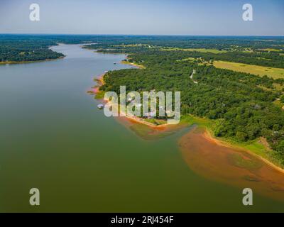 Vue aérienne du paysage du réservoir Shawnee à Oklahoma Banque D'Images