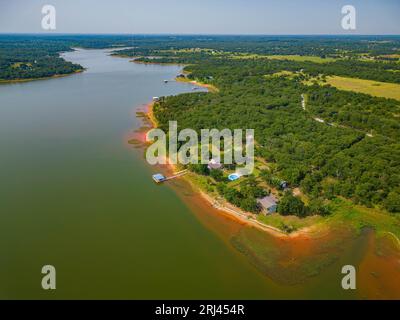 Vue aérienne du paysage du réservoir Shawnee à Oklahoma Banque D'Images