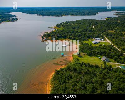 Vue aérienne du paysage du réservoir Shawnee à Oklahoma Banque D'Images