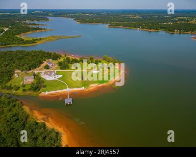 Vue aérienne du paysage du réservoir Shawnee à Oklahoma Banque D'Images