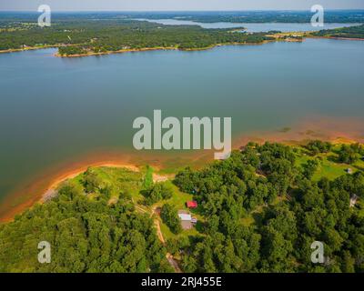 Vue aérienne du paysage du réservoir Shawnee à Oklahoma Banque D'Images