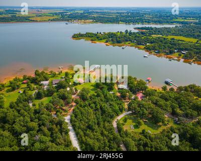 Vue aérienne du paysage du réservoir Shawnee à Oklahoma Banque D'Images