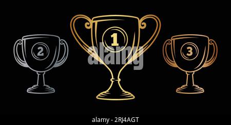 Modèle de conception de logo de trophée. Ensemble de trophées. Vecteur et illustration. Illustration de Vecteur