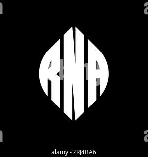 Logo RNA Circle letter avec forme de cercle et d'ellipse. Lettres elliptiques d'ARN avec style typographique. Les trois initiales forment un logo circulaire. ARN ci Illustration de Vecteur