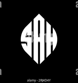 Logo de lettre cercle SAH avec forme de cercle et d'ellipse. Lettres elliptiques SAH avec style typographique. Les trois initiales forment un logo circulaire. SAH ci Illustration de Vecteur