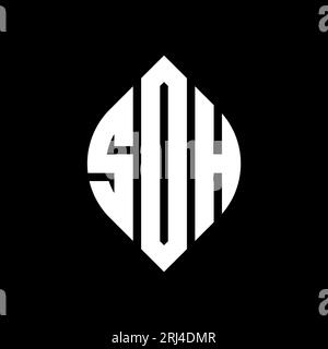 Logo de lettre circulaire SDH avec forme de cercle et d'ellipse. Lettres elliptiques SDH avec style typographique. Les trois initiales forment un logo circulaire. SDH ci Illustration de Vecteur