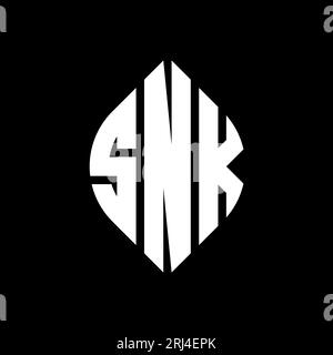 Logo de lettre cercle SNK avec forme de cercle et d'ellipse. Lettres elliptiques SNK avec style typographique. Les trois initiales forment un logo circulaire. SNK ci Illustration de Vecteur