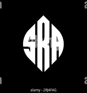 Logo de lettre cercle SRA avec forme de cercle et d'ellipse. Lettres elliptiques SRA avec style typographique. Les trois initiales forment un logo circulaire. SRA ci Illustration de Vecteur