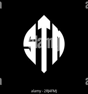 Logo de lettre circulaire STM avec forme de cercle et d'ellipse. Lettres elliptiques STM avec style typographique. Les trois initiales forment un logo circulaire. Ci STM Illustration de Vecteur