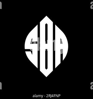 Logo de lettre cercle SBA avec forme de cercle et d'ellipse. Lettres elliptiques SBA avec style typographique. Les trois initiales forment un logo circulaire. Ci SBA Illustration de Vecteur