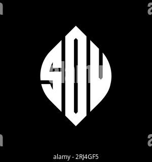 Logo de lettre circulaire SOV avec forme de cercle et d'ellipse. Lettres elliptiques SOV avec style typographique. Les trois initiales forment un logo circulaire. SOV ci Illustration de Vecteur