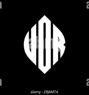 Logo de lettre cercle UDR avec forme de cercle et d'ellipse. Lettres elliptiques UDR avec style typographique. Les trois initiales forment un logo circulaire. UDR ci Illustration de Vecteur
