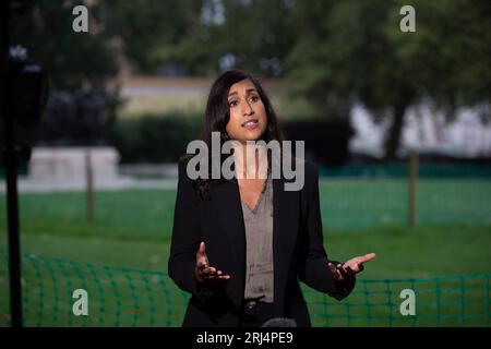 Londres, Royaume-Uni. Août 21 2023. Claire Coutinho, ministre de l'enfance, de la famille et du bien-être, est vue à Westminster lors d'interviews matinales avec les médias.crédit : Tayfun Salci / Alamy Live News Banque D'Images