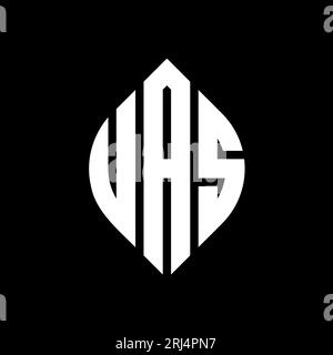 Logo de lettre cercle UAS avec forme de cercle et d'ellipse. Lettres elliptiques UAS avec style typographique. Les trois initiales forment un logo circulaire. Ci UAS Illustration de Vecteur