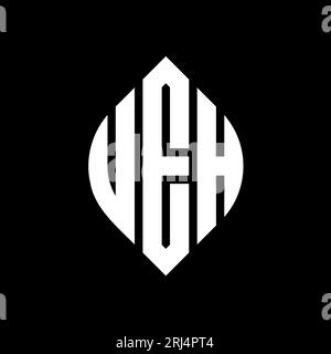 Design de logo de lettre cercle UEH avec forme de cercle et d'ellipse. Lettres elliptiques UEH avec style typographique. Les trois initiales forment un logo circulaire. UEH ci Illustration de Vecteur