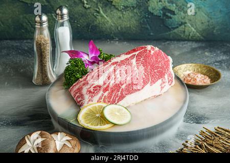 Tokujoh Karubi côte désossée - avant, partie inférieure de côte, pour barbecue japonais ou barbecue coréen。 Banque D'Images