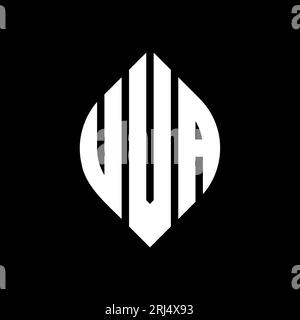 Logo de lettre cercle UVA avec forme de cercle et d'ellipse. Lettres elliptiques UVA avec style typographique. Les trois initiales forment un logo circulaire. UVA ci Illustration de Vecteur