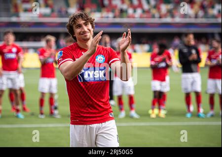 Silkeborg, Danemark. 20 août 2023. Alexander Lind (9) de Silkeborg IF vu après le 3F Superliga match entre Silkeborg IF et FC Nordsjaelland au JYSK Park à Silkeborg. (Crédit photo : Gonzales photo/Alamy Live News Banque D'Images