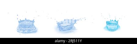 Collection d'éclaboussures d'eau isolé sur fond blanc Banque D'Images