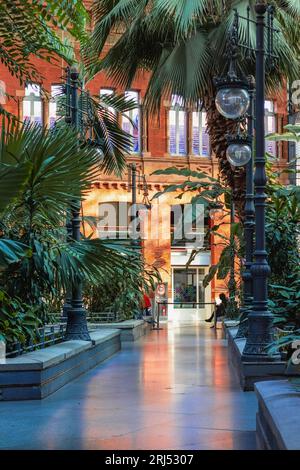 Jardins intérieurs de la gare d'Atocha à Madrid, Espagne Banque D'Images