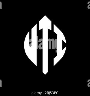 Logo de lettre cercle VTI avec forme de cercle et d'ellipse. Lettres elliptiques VTI avec style typographique. Les trois initiales forment un logo circulaire. IC VTI Illustration de Vecteur