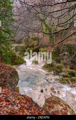 Le parc naturel de la rivière Uderra Urbasa-Andia, Baquedano, Navarre, Espagne, Europe. Banque D'Images